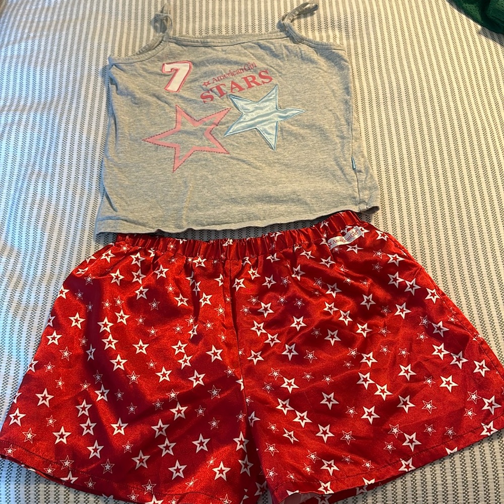 American Girl Stars Shorts & Tank pajama set. Shorts are L and Tank is M